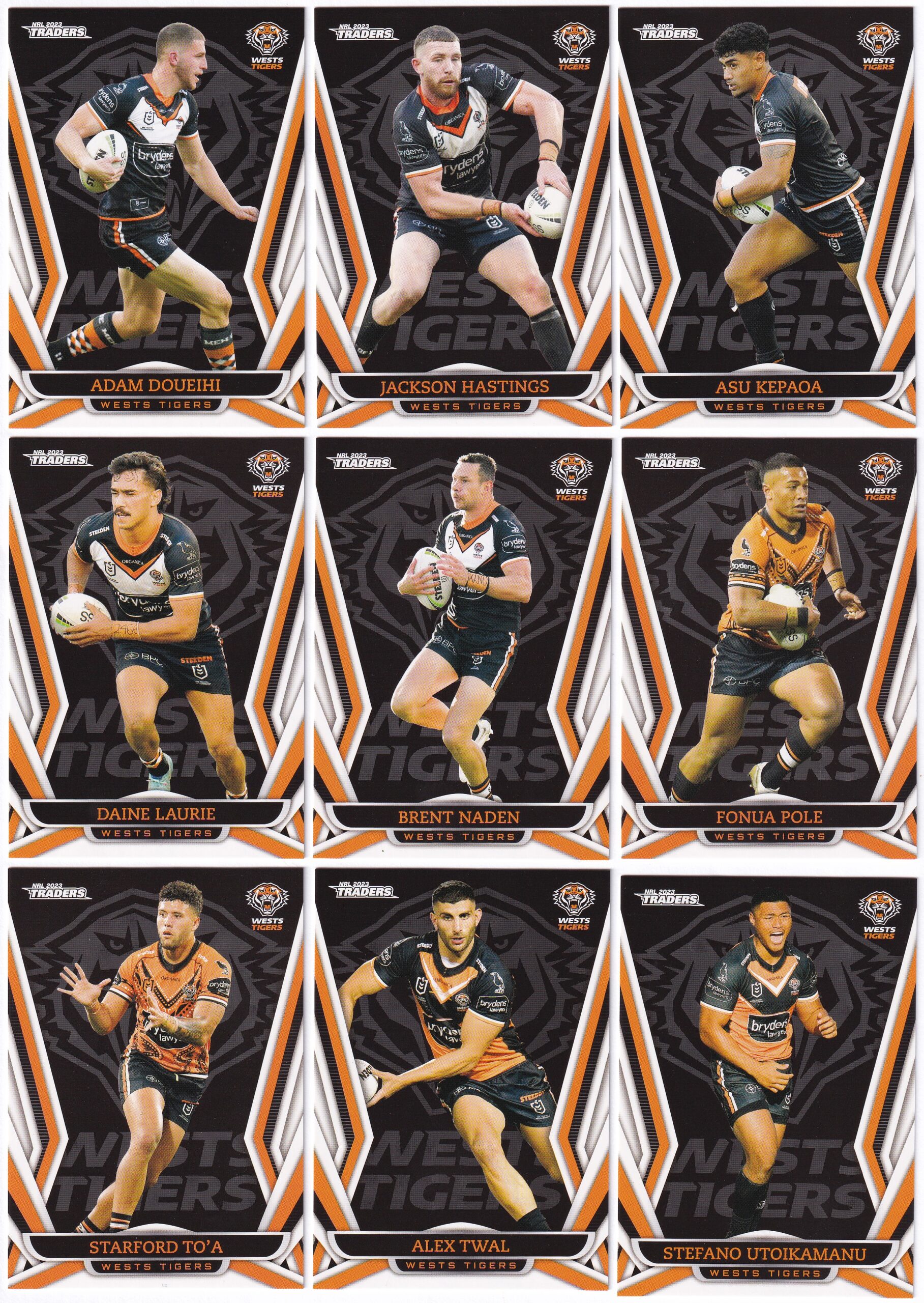 2023 NRL TRADERS TITANIUM - 10 CARD 'PEARL SPECIALS' WESTS TIGERS