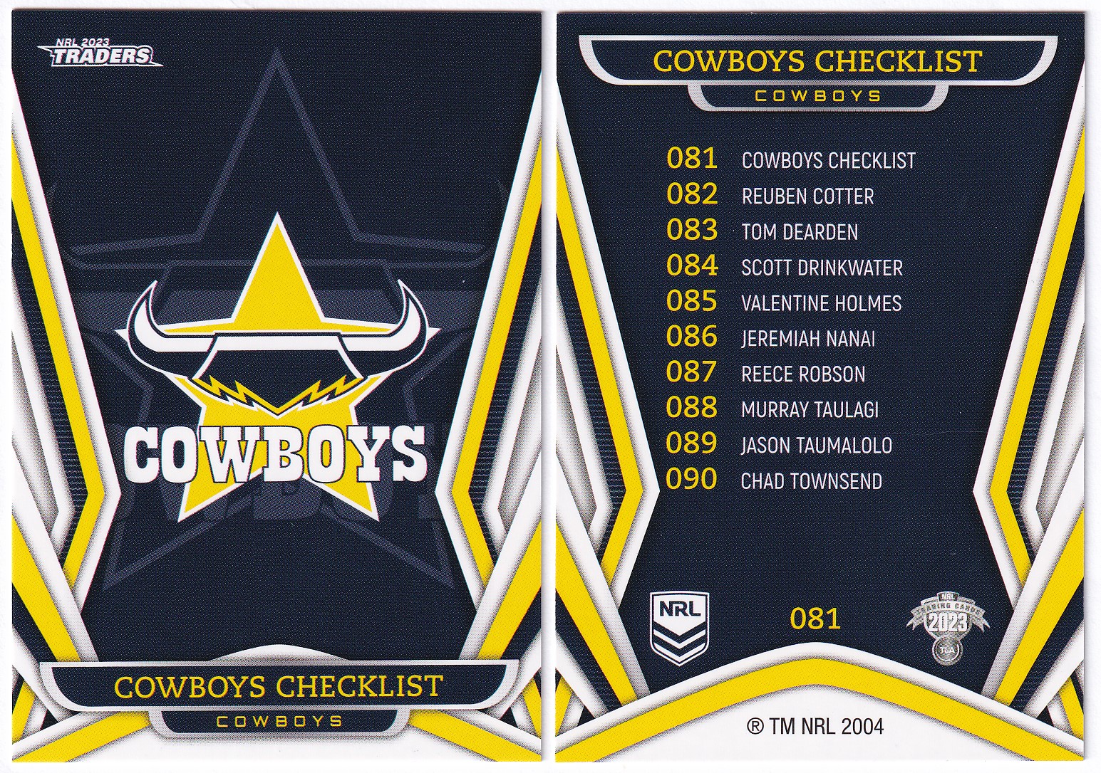 2023 NRL Traders Base Team Set - North QLD Cowboys - Gold Coast