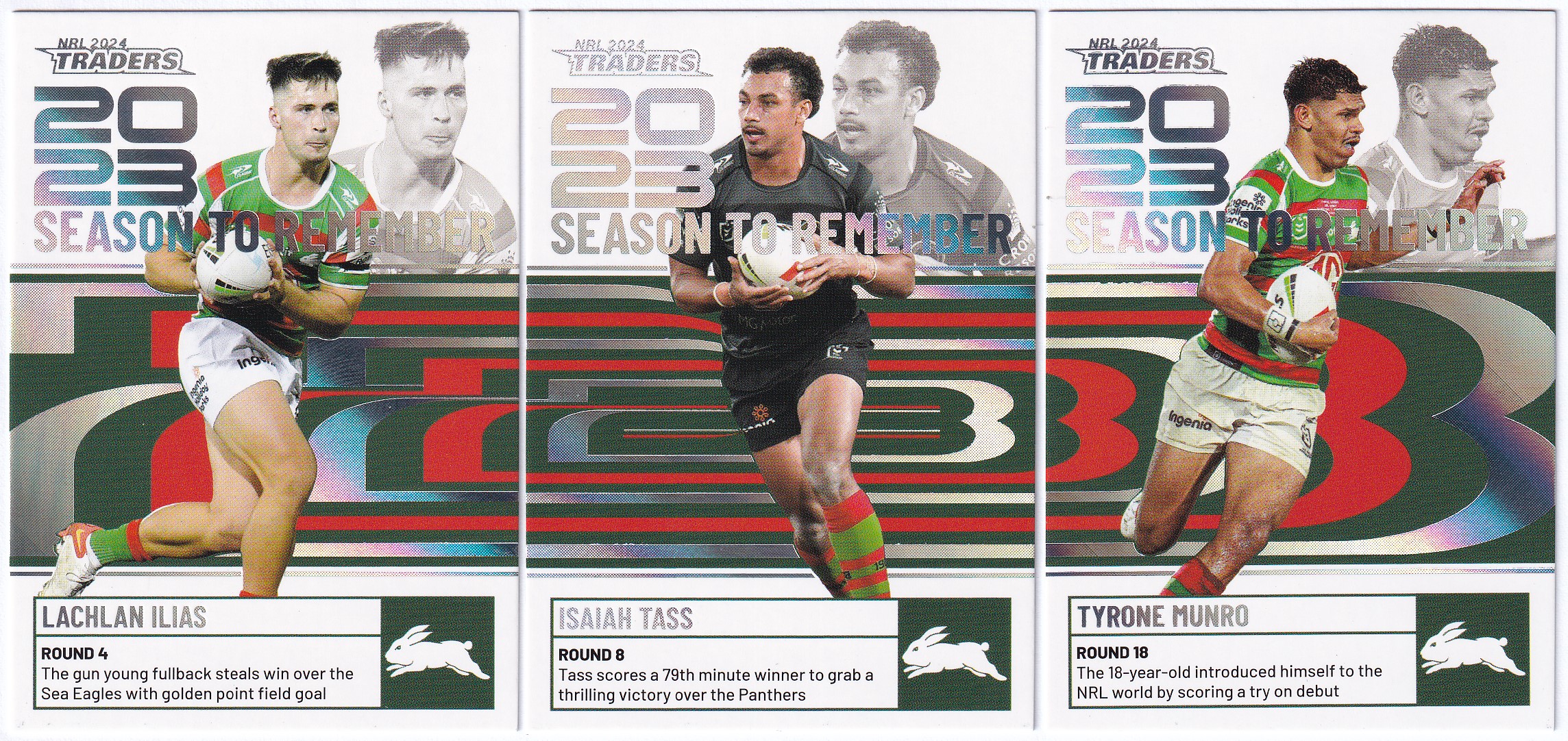 2024 TLA NRL TRADERS 3 CARD 'SEASON TO REMEMBER' TEAM SET SOUTH SYDNEY